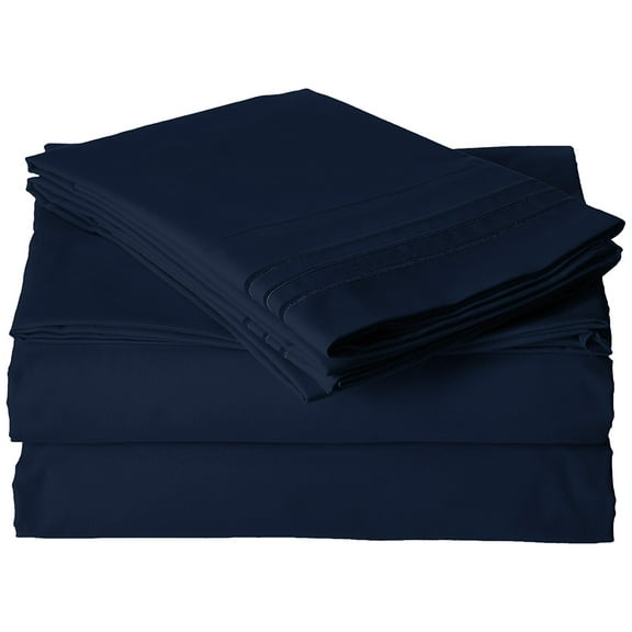 Elegant Comfort 3 Piece Bed Sheets Polyester Twin Blue 1500 Thread Count