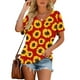 thumbnail image 4 of Camiseta de manga corta plisada elástica con cuello en V y estampado floral de talla grande para mujer OAVQHLG3B Store lin121212, 4 of 4