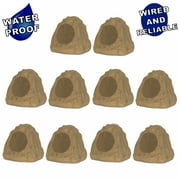 Theater Solutions 10R6S Outdoor Sandstone 6.5" Rock 10 Speaker Set for Deck Pool Spa Yard Garden