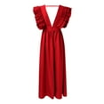 thumbnail image 5 of Siilsaa Semi Formal Dresses for Women Formal Dress Elegant Evening Long Black Dress for Women Party V Neck High Slit Wedding Guest Dress Red,M, 5 of 5