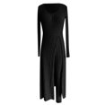 thumbnail image 6 of Aihuaihua Lounge Sets for Women 2 Piece Long Sleeve Crew Neck Slit Dresses and Pants Loungewear Sets Soft Matching Sets Sweatsuits Black, 6 of 6
