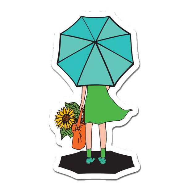 Umbrella Girl 12" 24" 36" 48" Peel And Stick Wall Art Removable