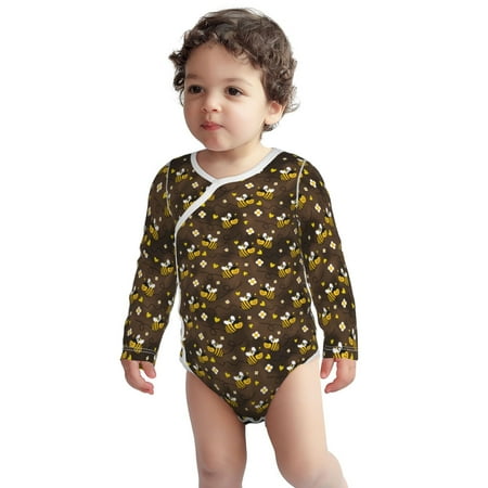

Fotbe Flying Furry Honey Bees Pattern Unisex-baby Long-sleeve Bodysuit Long Sleeve Bodysuits One-piece 100% Organic Cotton for Infant Baby Boys Unisex-18 Months