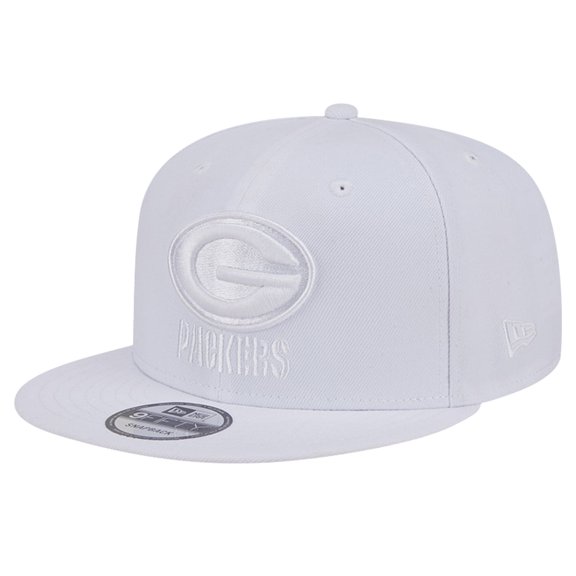 Men's New Era Green Bay Packers Main White on White 9FIFTY Snapback Hat