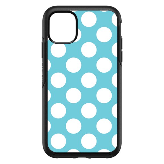 DistinctInk Custom SKIN / DECAL compatible with OtterBox Symmetry for iPhone 11 Pro (5.8" Screen) - White & Blue Polka Dots