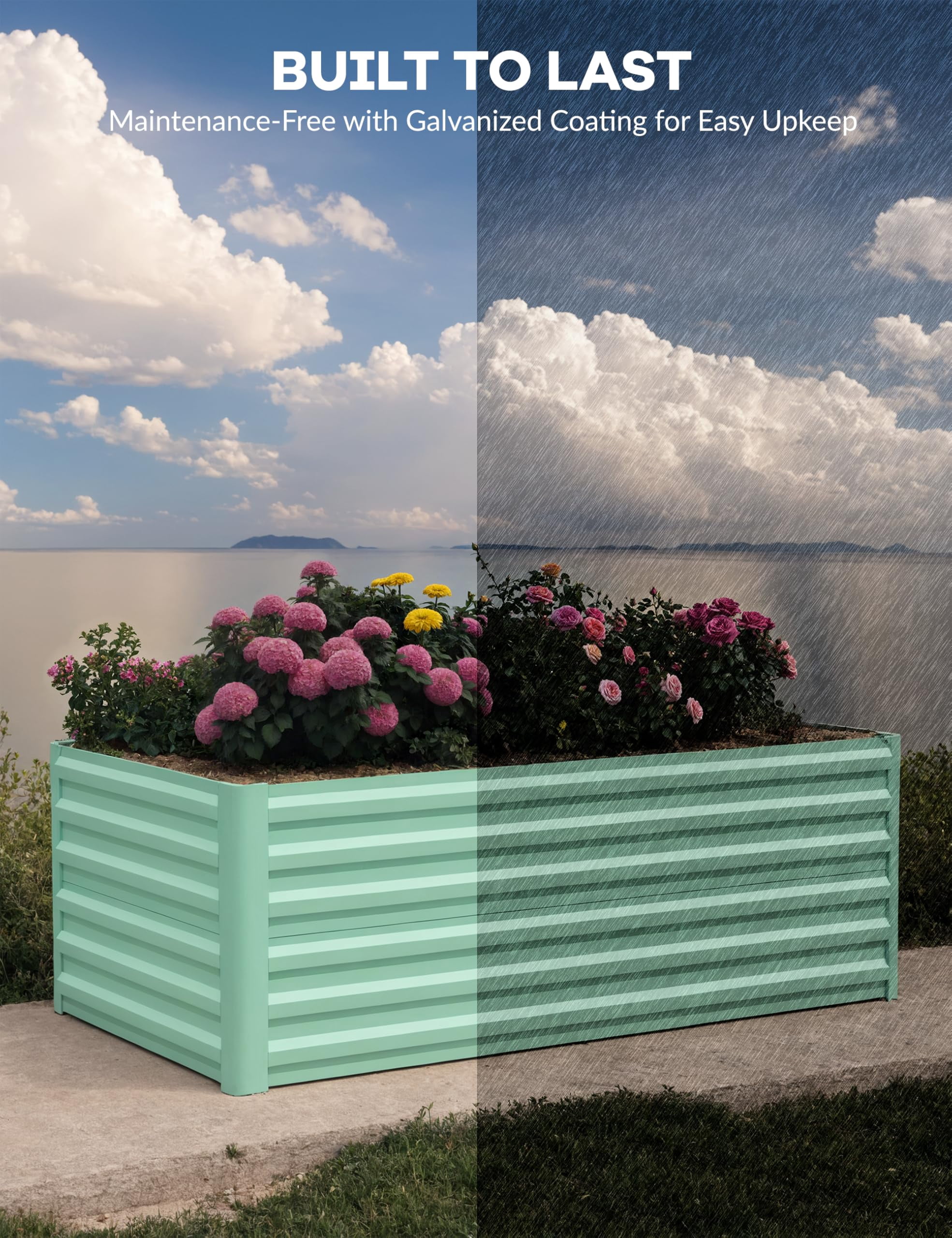 1PC 0.5mm 6x3x2ft Galvanized Raised Garden Bed Outdoor,Rust-Resistant Raised Garden Beds for Gardening, Easy Assembly Outdoor Garden Box & Planters,Green