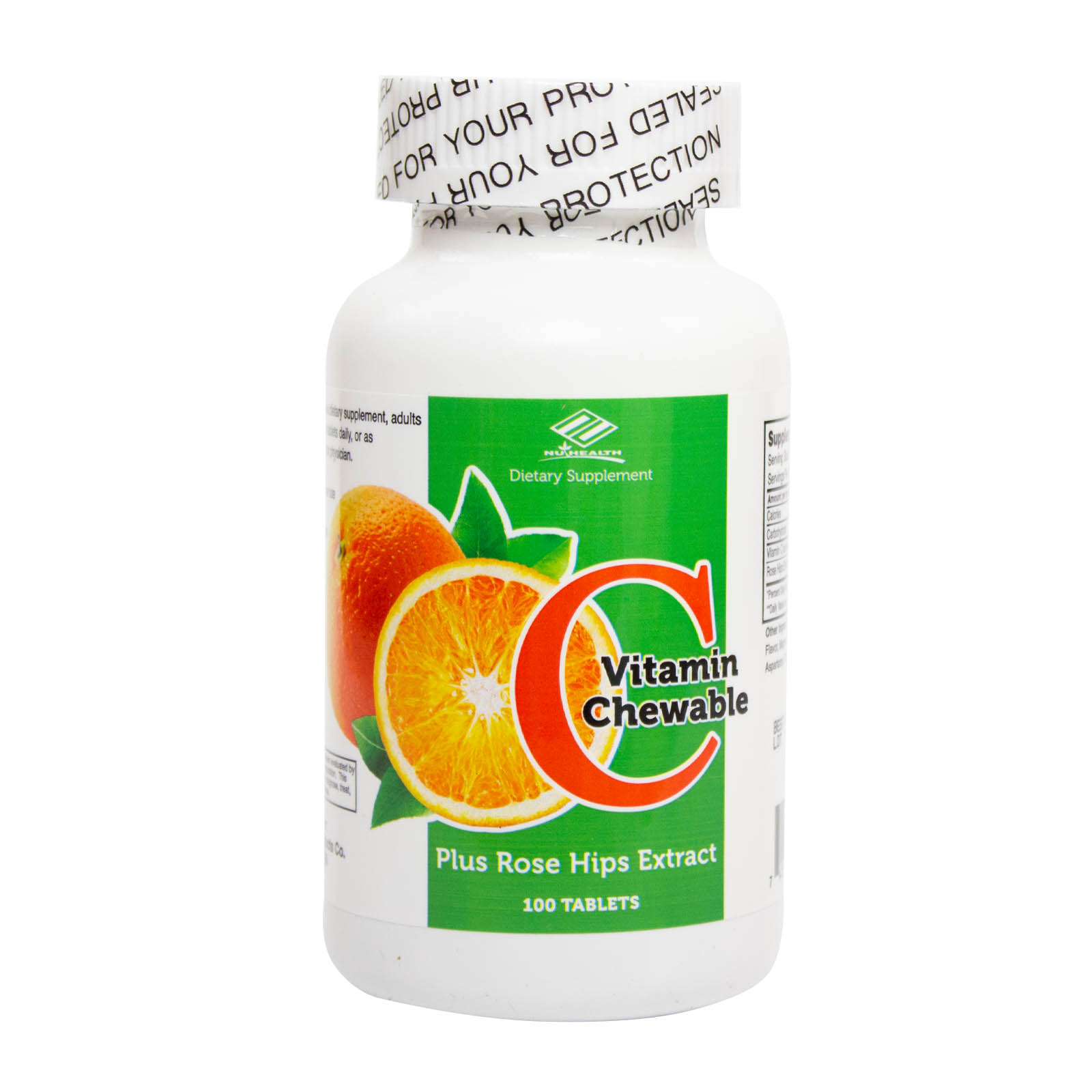 NuHealth Vitamin C With Rose Hips, 400 mg 100 Chewable Tablets