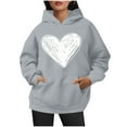 thumbnail image 7 of Oalirro Drawstring Hoodies for Women Causal Winter Long Sleeve Cute Heart Sweatshirt Valentine's Day Top for Spring, Gray, 7 of 7