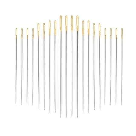 0.25' Needle - 20 Large-Eye Hand Sewing Needles - 4 Sizes (2.5 inches, 2.3 inches, 2.1 inches and 1.85 inches) for Leather Craft