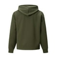 thumbnail image 4 of Mens Waffle Knit Hoodies Pullover Waffle Knit Hoodies Pullover Long Sleeve Solid Color Loose Top with Hood (Army Green S), 4 of 5
