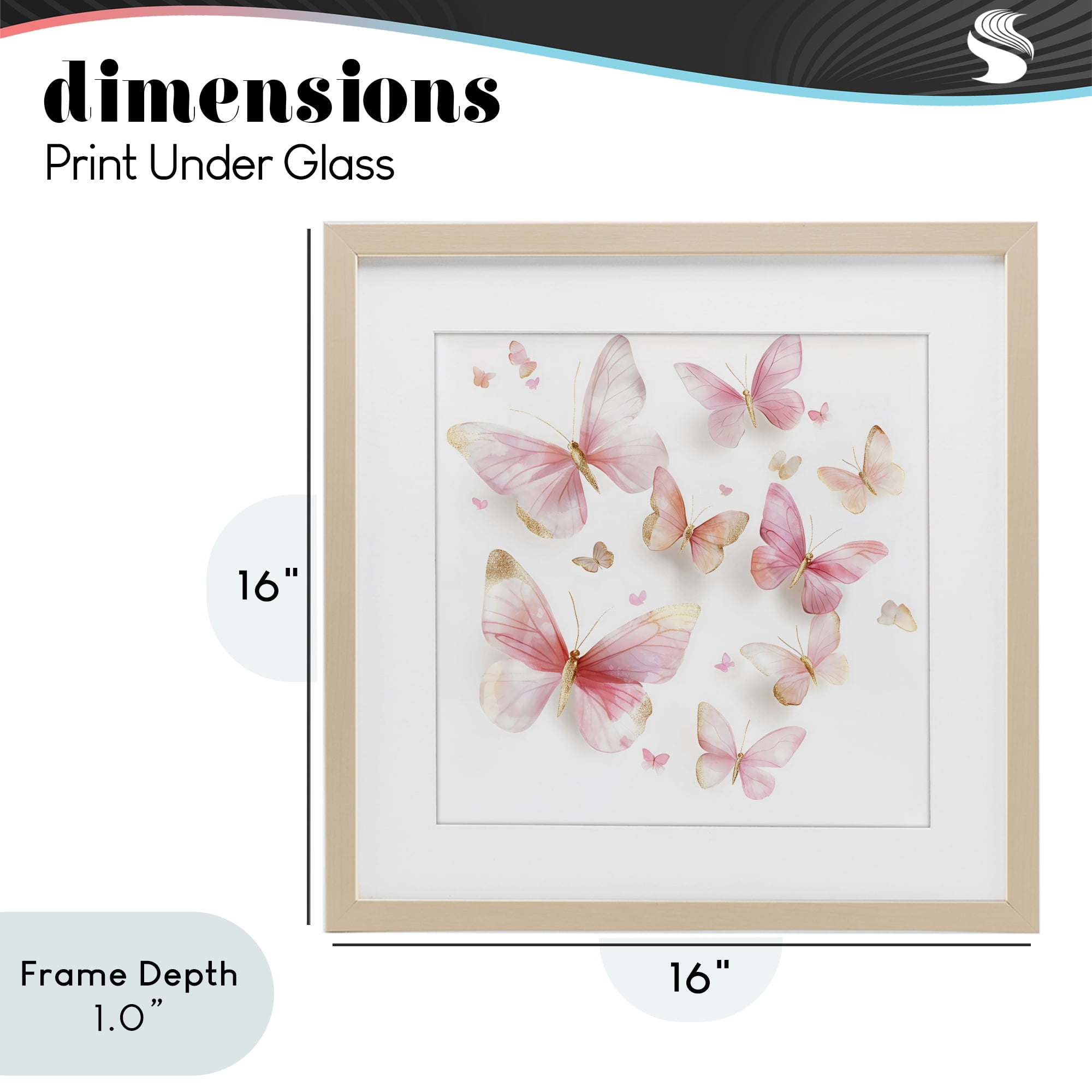 Stupell Industries Pink & Gold Butterfly Rabble Birch Framed Print Under Glass, design by Creative Studio