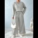 thumbnail image 3 of Conjunto de Dos Piezas de Otoño para Mujer, Jersey de Larga, Pantalones Anchos, Conjunto Informal A Juego, Ropa de Moda. Gris XXL, 3 of 5
