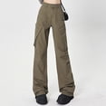 thumbnail image 2 of Kmdttou Women Plus Size Flap High Waisted Work Pants Multi-Pockets Versatile Straight Leg Pants Trousers, 2 of 7