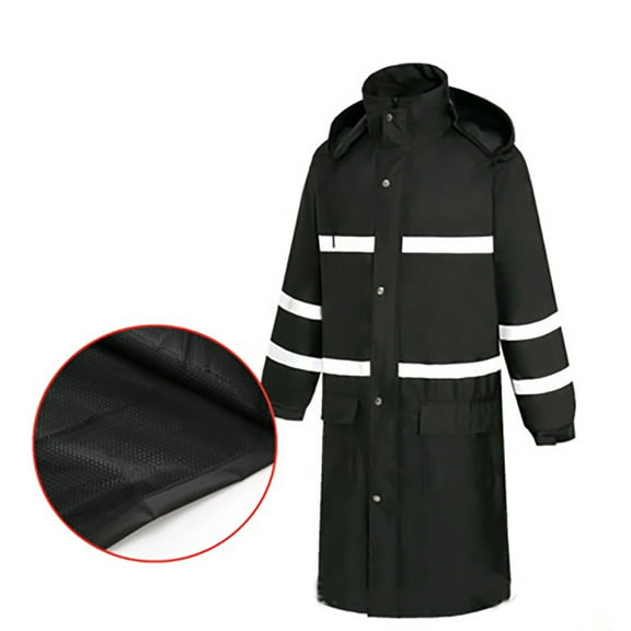 Hvyesh Raincoat Waterproof Long Rain Jacket Lightweight Rainwear Reflective with Packable Hood for Men Women Adults