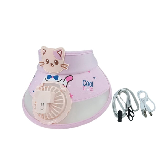 Sombrero Con Visera Para Niños Con Ventilador, Sombrero Para El Sol USB Para Parques Infantiles Al Aire Libre, Color Rosa
