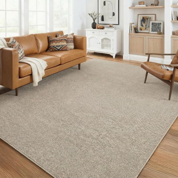Funslane 5' x 7' Washable Area Rug, Modern Woven Carpet, Non-Slip & Stain-Resistant Floor Cover, for Living Room, Bedroom & Dining Room, Taupe