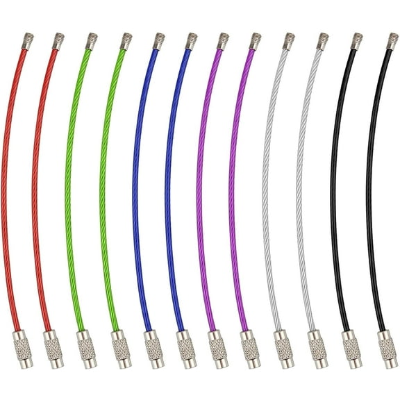 Wire Key Ring,Wire Keychain Cable,Key Rings,12 Pack of 4.3 Inches Stainless Steel Wire Ring 2mm Cable Heavy Duty Cable Loop Rings for Hanging Luggage Tag, Keys and ID Tag Keepers - Multicolor
