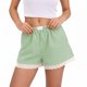 thumbnail image 2 of TaTaai Women's Spring Summer Cute Striped Lace Splice Elastic Waist Short Pants Comfortable Soft Home Sleep Lounge Shorts with Pockets Casual Daily Wear Gift, 2 of 5