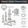 thumbnail image 3 of M6 x 80mm Hex Head Screws Bolts, Nuts, Flat & Lock Washers Kits, 304 Stainless Steel Fully Thread Hexagon Bolts 8 Sets, 3 of 5