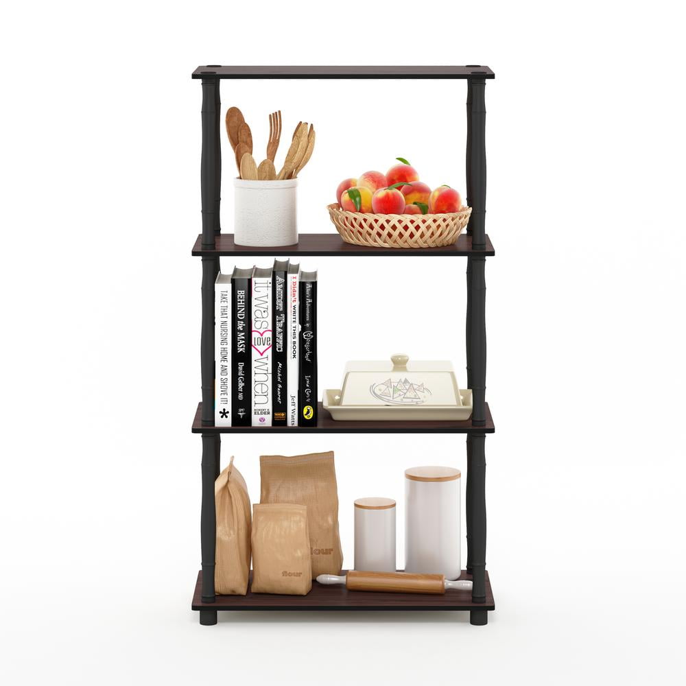 Furinno Turn-N-Tube 4-Tier Classic Tubes Display Shelf, Dark Cherry and Black
