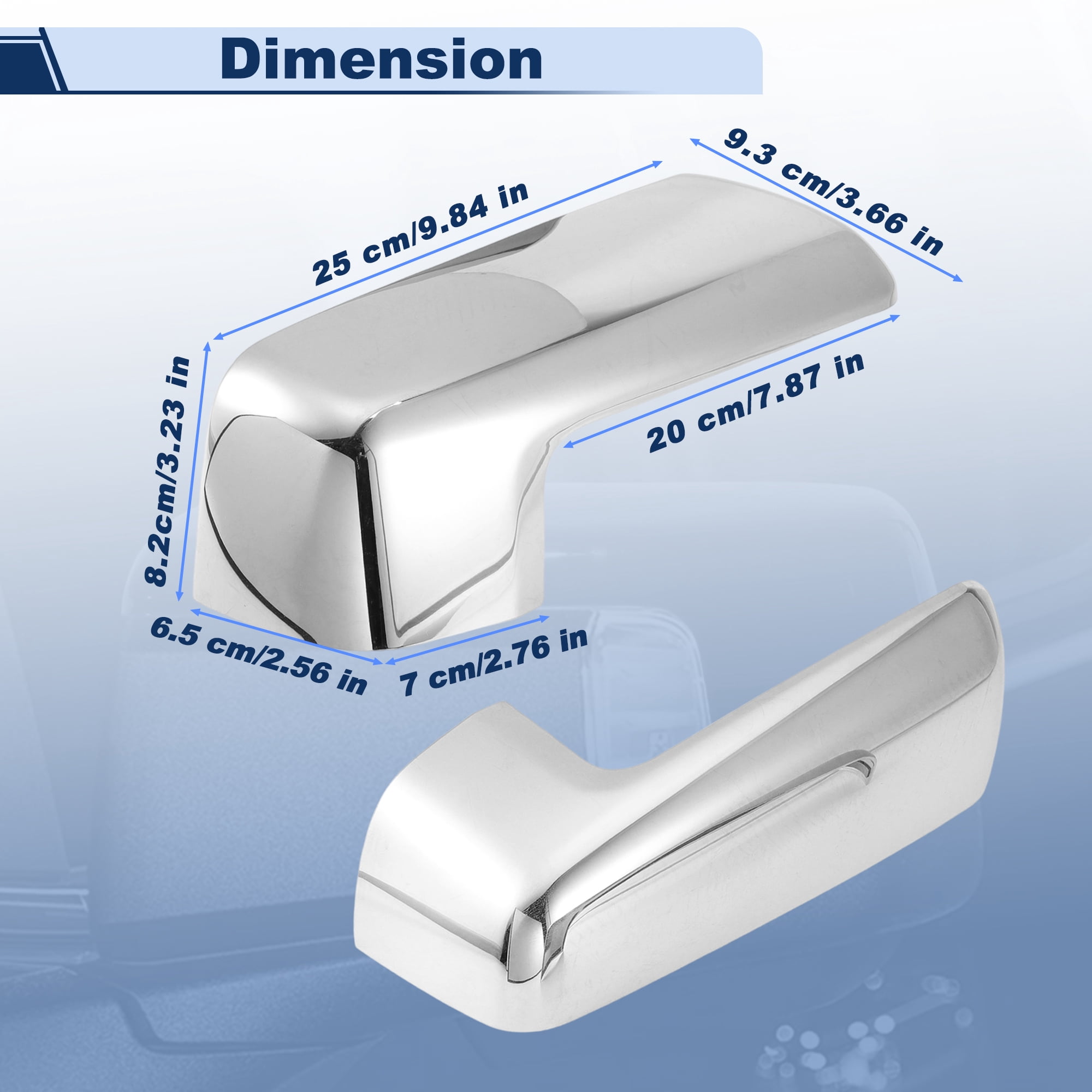 Unique Bargains Chrome Silver Stick-On Mirror Caps for Silverado for Sierra 2019-2024