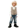 thumbnail image 2 of JIAYUE Vest Tops for Boys Sleeveless Knit Button Front Solid Color For Toddler Dress Up Clothing, 2 of 6