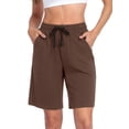 thumbnail image 3 of Cadmus Women's Casual Comfy 9" Bermuda Shorts Yoga Walking Running Drawstring Shorts with Pockets, 3 of 7