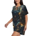 thumbnail image 2 of Lsque Forest Meditating Tiger Women's Short-Sleeved Pajama Set - 2 Piece Soft and Lightweight Sleepwear Set-Large, 2 of 9