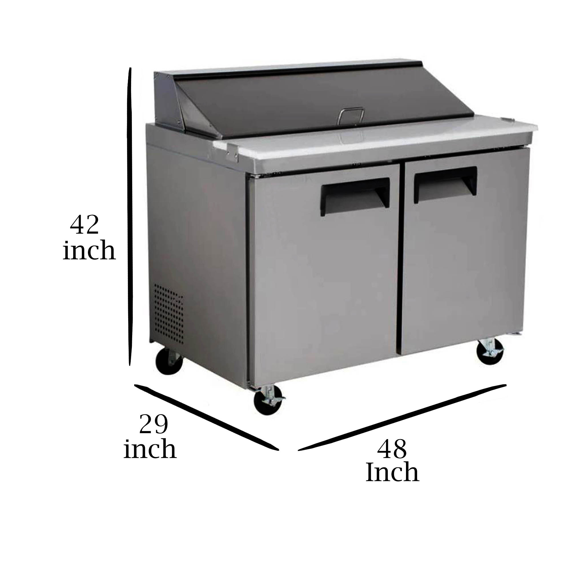 46.75 in. W 9.5 cu. ft. Commercial Mega Food Prep Table Refrigerator Cooler in Stainless Steel