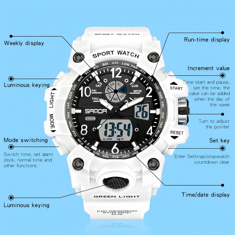 Women\'s Digital Sports Watch with LED Light, Analog-Digital, Alarm Stopwatch, Womens Digital Sports Watch 5ATM Waterproof Watch LED Light  main image 3