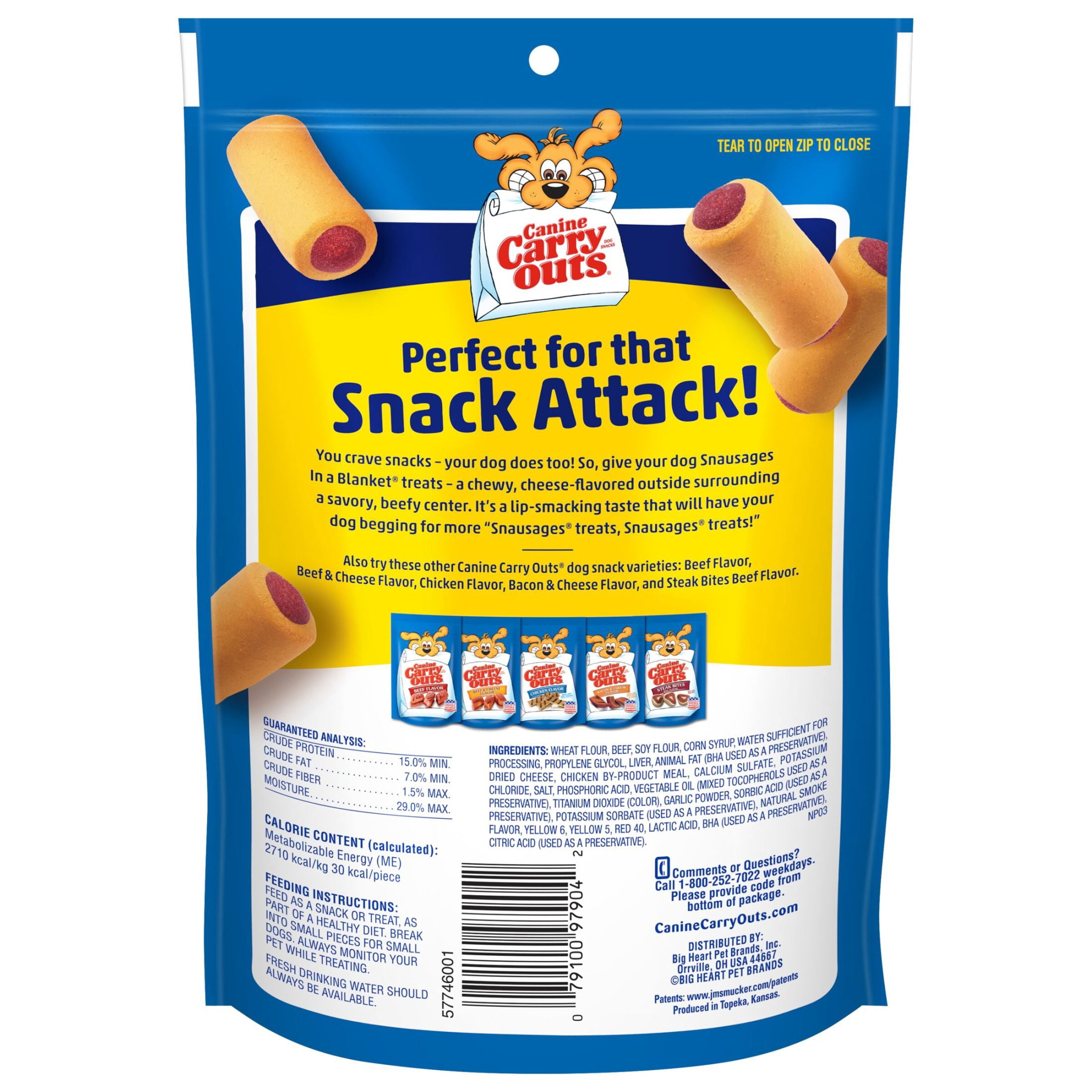 Canine Carry Outs Snausages in a Blanket Chewy Dog Treats, Beef & Cheese Flavor, 12 ozs