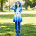 thumbnail image 3 of Guvpev Halloween Princess Costume for G'irls, Halloween Cosplay Jumpsuit with Pantskirt & Gloves, Fancy Dress Up Outfit for Role Play, Birthday Party & School Stage Event, 3 of 9
