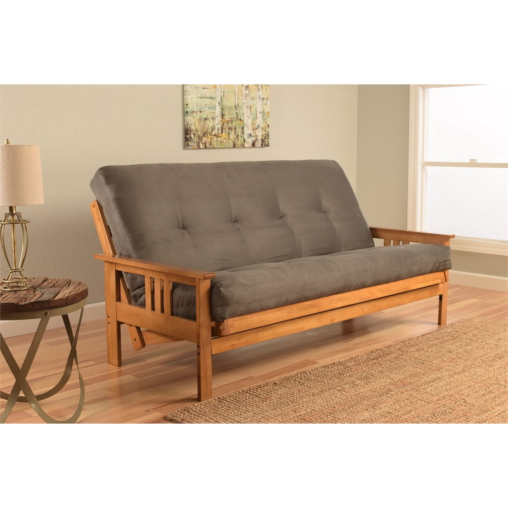 Kodiak Furniture Monterey Futon with Suede Fabric Mattress in Butternut/Gray