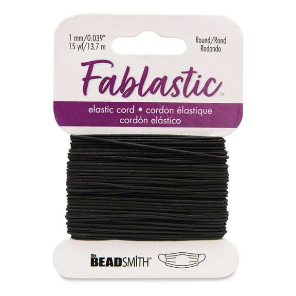 Round Stretch Cord, Black, 1 mm x 15 yd