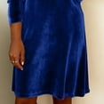 thumbnail image 3 of MORTTIC Women's Elegant & Comfortable Solid Color Velvet Dress Cowl Neck Long Sleeve Midi Dress For Holiday Blue，XL, 3 of 4
