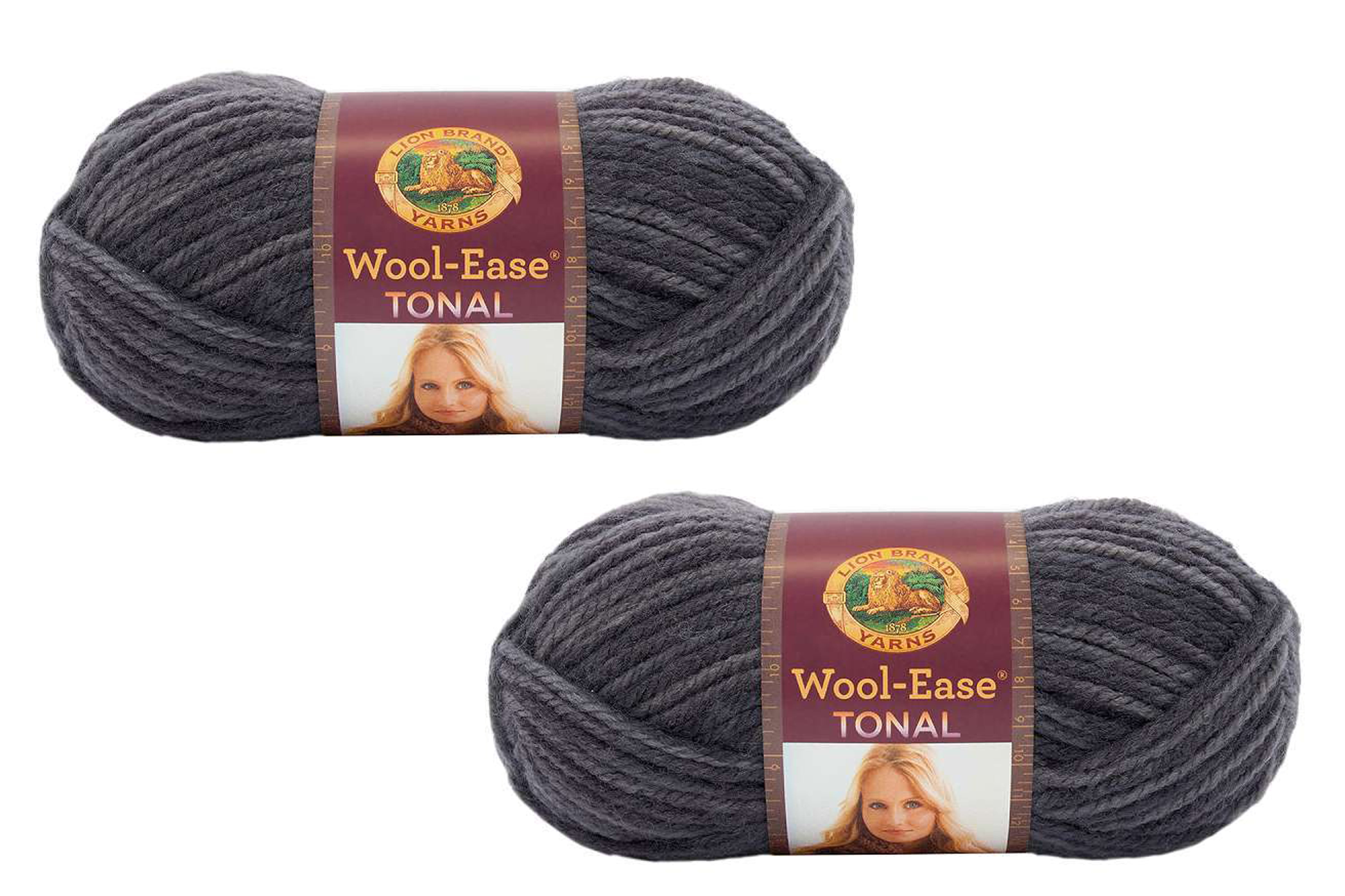 Charcoal Gray Yarn Knitting Craft Machine Washable Lion Brand 2 Skeins
