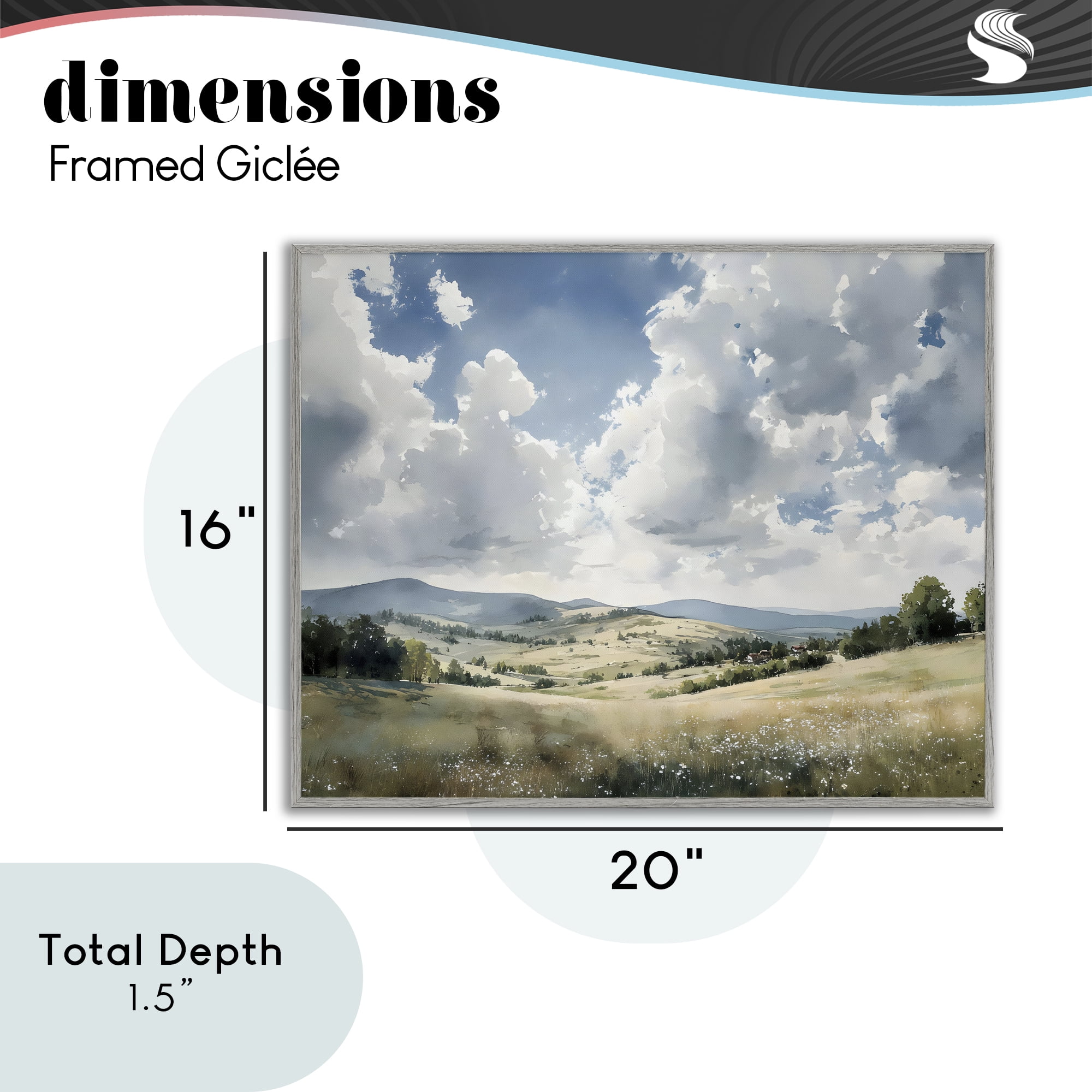 Stupell Industries Cloudy Hills Meadow Gray Framed Giclee Art, design by Franklyn Gregory