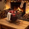 thumbnail image 3 of 2026 Christmas Indoor Home Decor Handcrafted Wicker Christmas Sleigh Basket Storage For Snacks And Gifts At Home Christmas Woven Storage Basket, 3 of 6