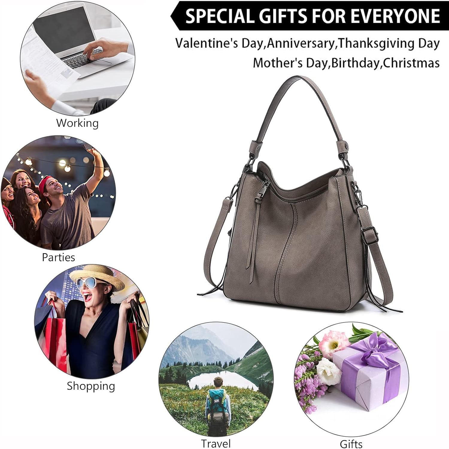 Fashion Handbags for Women Large Designer Ladies Hobo bag Bucket Purse Faux Leather
