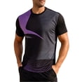 thumbnail image 2 of BRGZLK Athletic T-Shirt for Men Summer Moisture Wicking Quick Dry Short Sleeve Shirts Trendy Print Lightweight Comfortable Sports Tee Tops Purple XL, 2 of 5