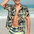 thumbnail image 3 of Haiem Black Palm Leaves Printed Hawaiian Shirt for Men - Men’s Casual Beach Summer Shirts - Stretch Fabric with Modern Fit-3X-Large, 3 of 7