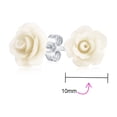 thumbnail image 5 of Bling Jewelry Womens Romantic Delicate Floral3D Carved Cream Off White Flower Rose Stud Earrings Rhodium Plated, 5 of 7