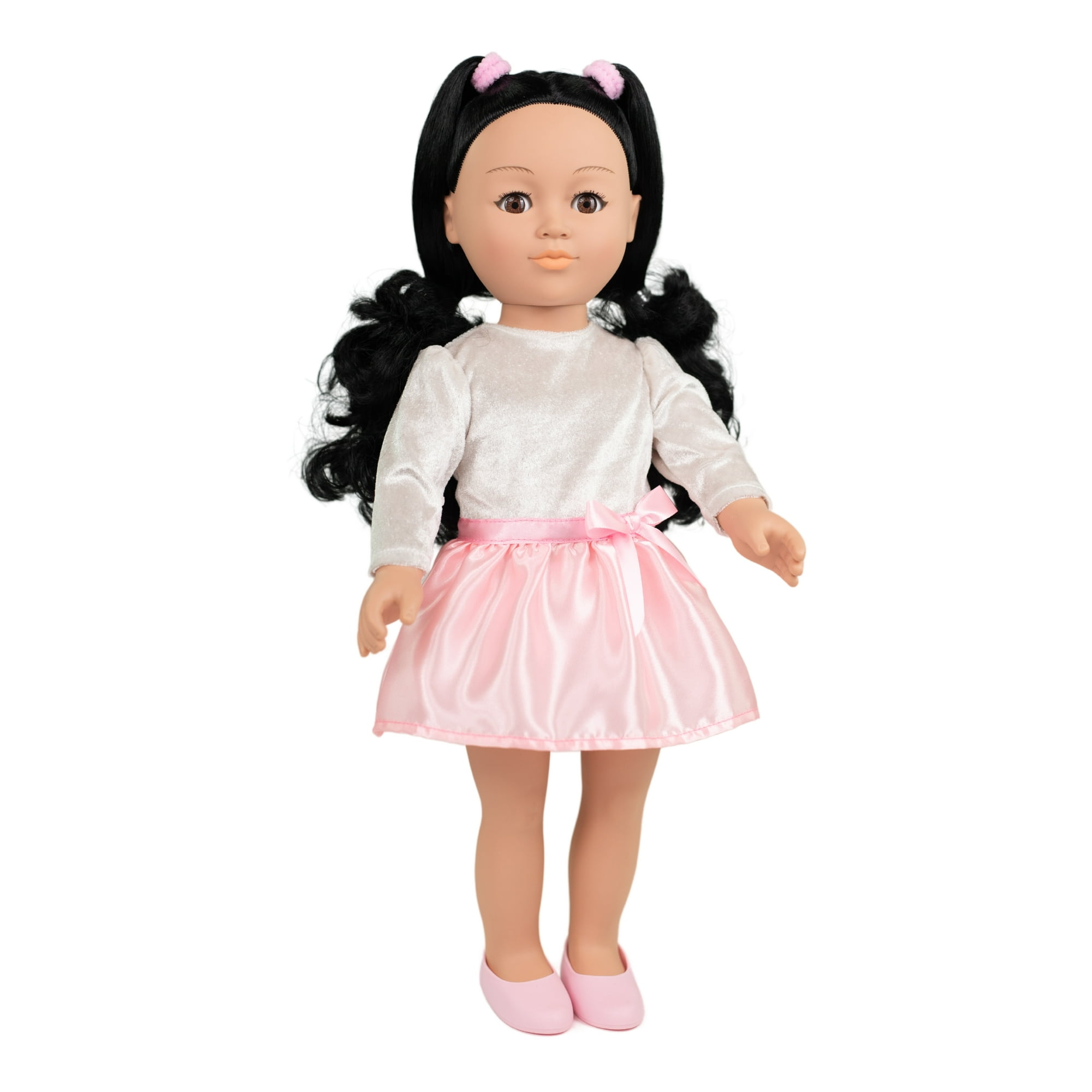 My Life As Quinn 18-Inch Posable Fashion Doll with Black Hair, Brown Eyes, Pink Dress, Shoes & Hair Ties
