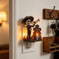 thumbnail image 4 of Day of the Dead Skull Plug In Night Light, Acrylic Sugar Skull Wall Lamp with Warm Glow, Halloween Decor for Bedroom Hallway Entryway Home, 4 of 6