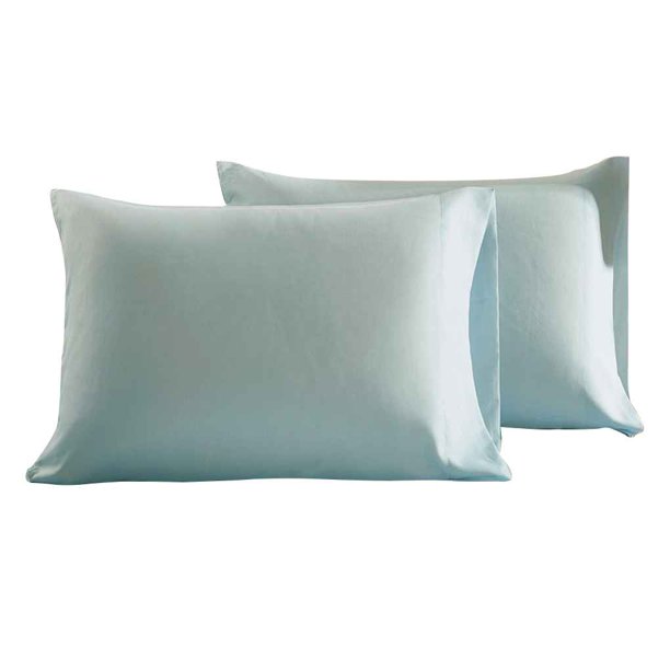 Advancent Fundas de almohada de satén suave y sedoso, ideales para el cabello y la piel, con cierre de sobre. Juegos de cama azul claro 51*102cm