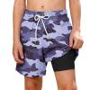 Boys Swim Trunks with Compression Liner Quick Dry Board Shorts Camouflage Swim Short