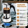 thumbnail image 4 of Cafetera Moka Vaolvpant de 6 Tazas 300 ml en Acero Inoxidable y Vidrio, 4 of 9