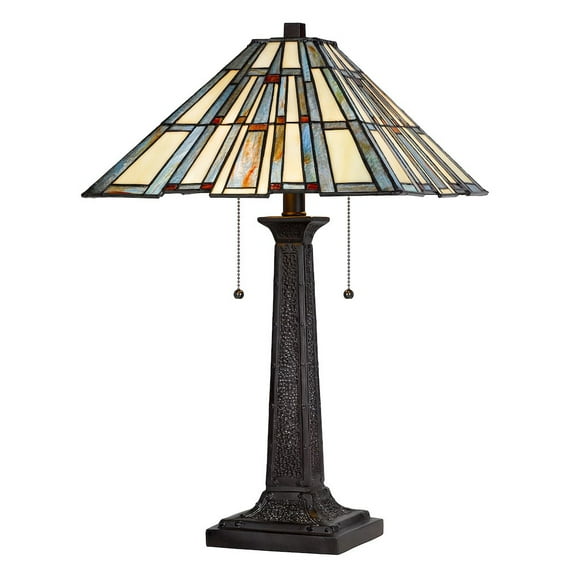 Cal Lighting 60W X 2 Metal/Resin Tiffany Table Lamp With Pull Chain Switches