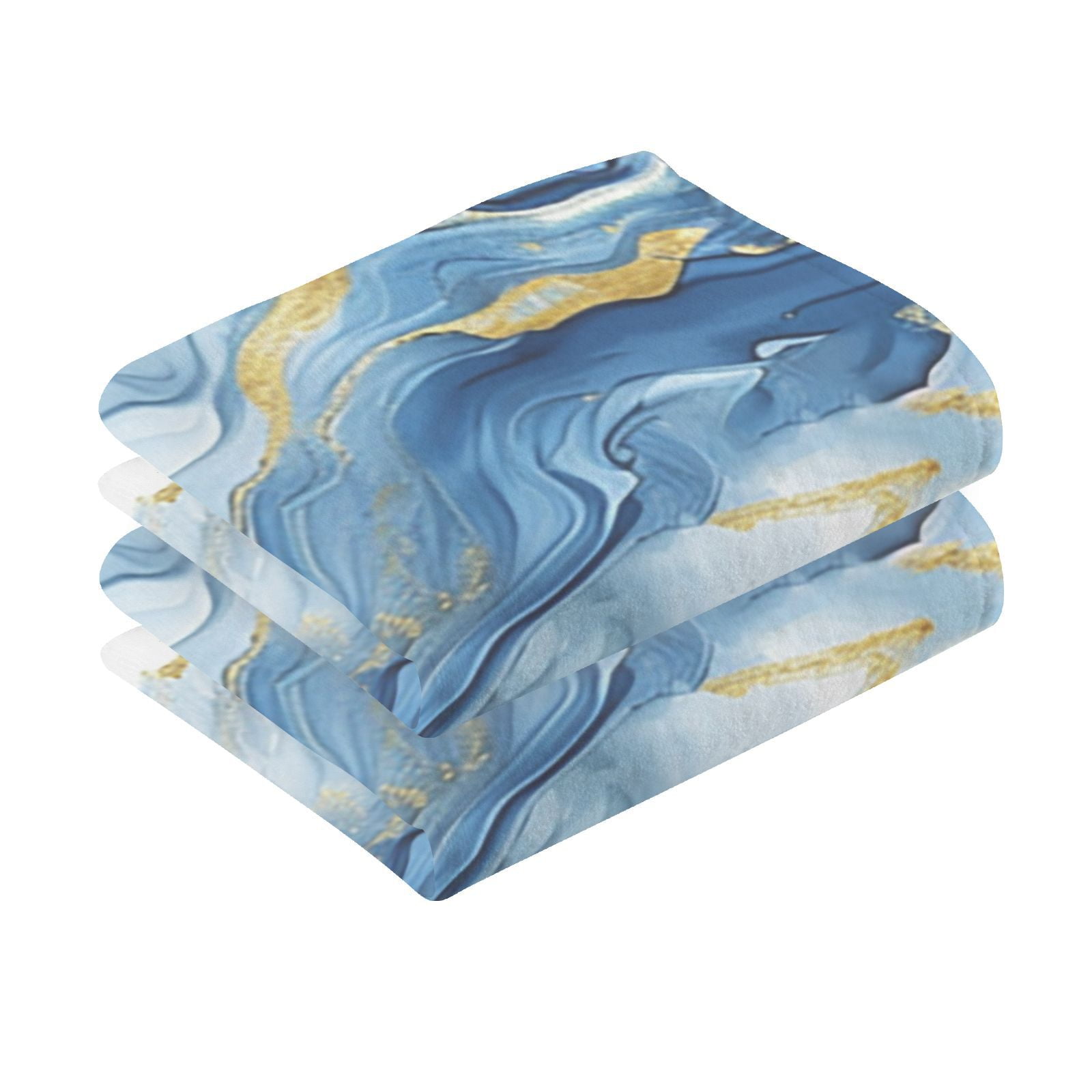 Blue Gold Agate Hand Towel Bath Towels Face Towels Cotton Absorbent for Home Hotel Spa Swimming Yoga Sports Decorative Towel Set of 2