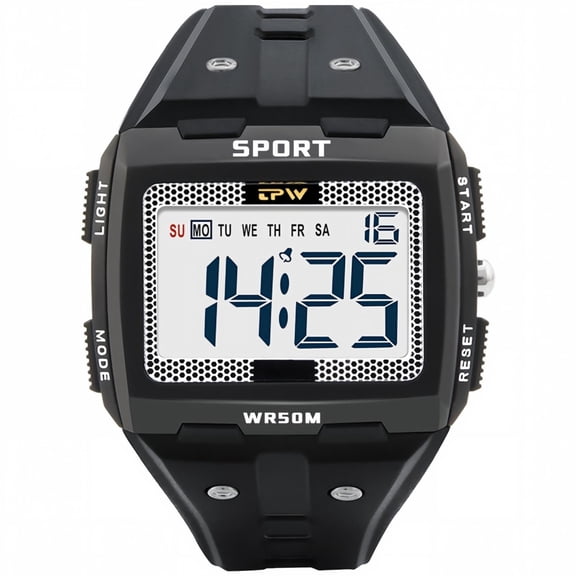 Men's Digital Sports Watch, Black 30M Waterproof LED Multi-Function Casual Watch